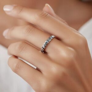 Sterling Silver 925 Finger Ring with Swirls & Dots